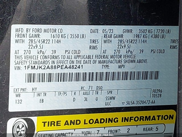 1FMJK2A88PEA48241 Ford Expedition Limited Max
