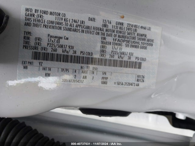 Ford C-max Energi Se 2017 1FADP5EU0HL101559 Image 9