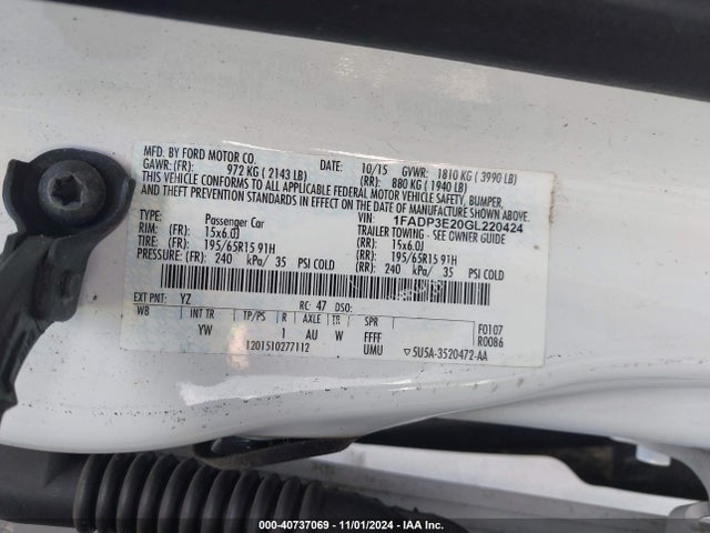1FADP3E20GL220424 Ford FOCUS S