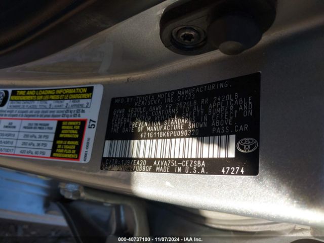 4T1G11BK6PU090320 Toyota Camry Se Awd