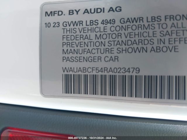 WAUABCF54RA023479 Audi A5 Sportback Premium 40 Tfsi Quattro S Tronic