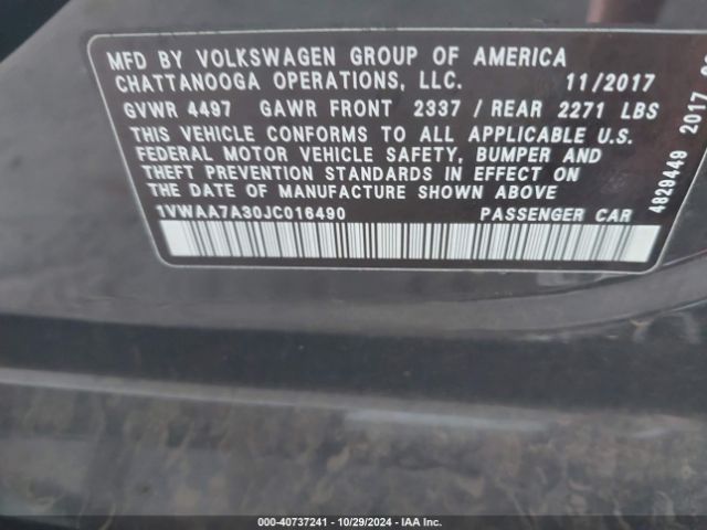 1VWAA7A30JC016490 Volkswagen Passat 2.0t R-line/2.0t S