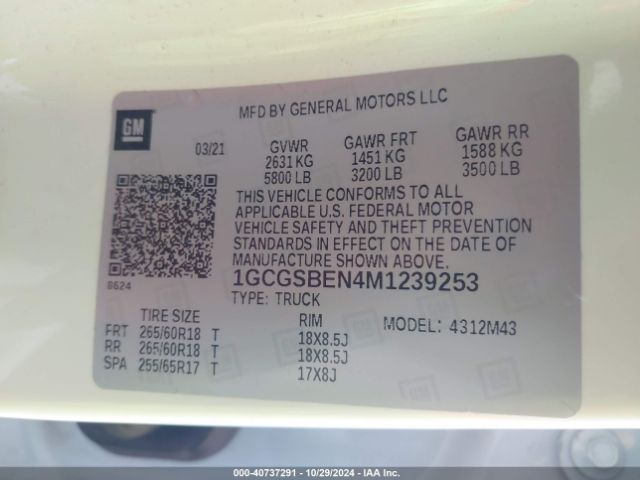 1GCGSBEN4M1239253 Chevrolet Colorado 2wd  Short Box Wt