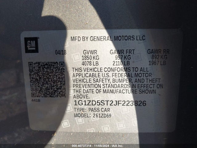 Chevrolet MALIBU LT 2018 1G1ZD5ST2JF223826 Image 9
