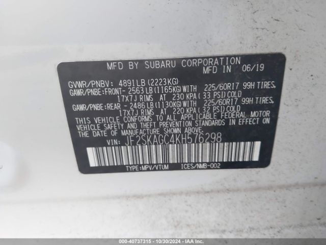 JF2SKAGC4KH576298 Subaru Forester Premium