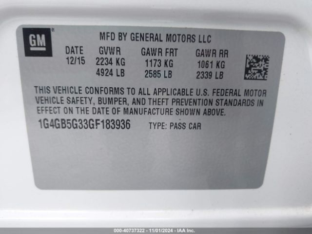 1G4GB5G33GF183936 Buick Lacrosse Leather