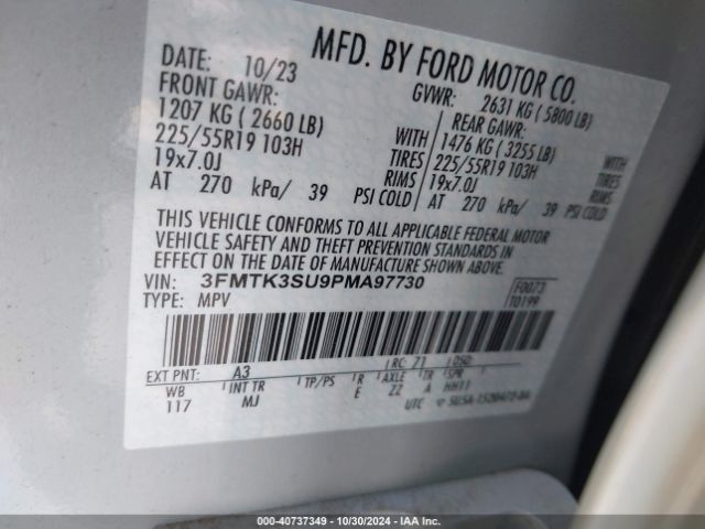3FMTK3SU9PMA97730 Ford Mustang Mach-e Premium
