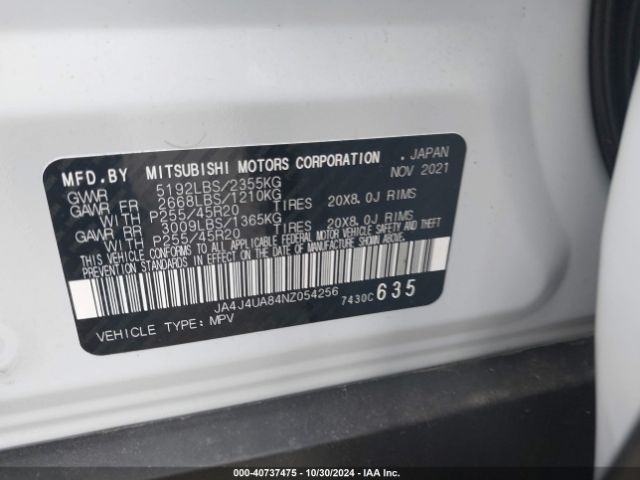 2022 MITSUBISHI OUTLANDER JA4J4UA84NZ054256 Photo 8