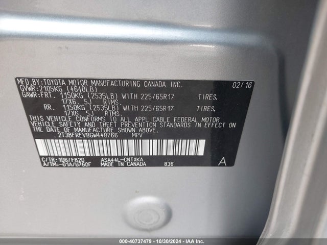 Toyota RAV4 LE 2016 2T3BFREV8GW448766 Image 9