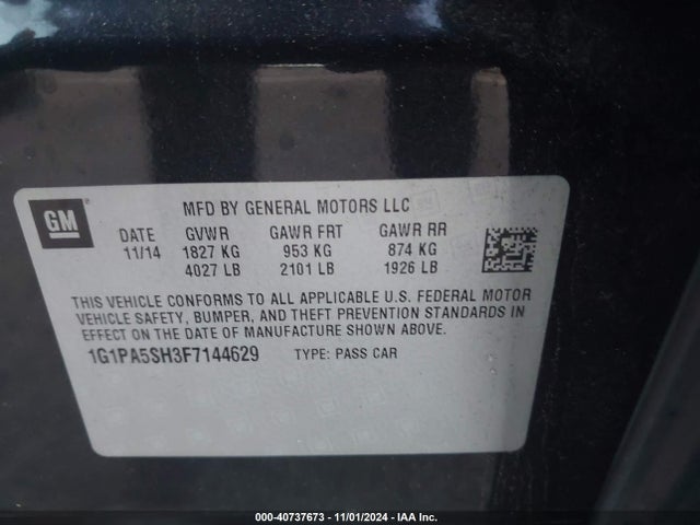 Chevrolet Cruze Ls Auto 2015 1G1PA5SH3F7144629 Image 9