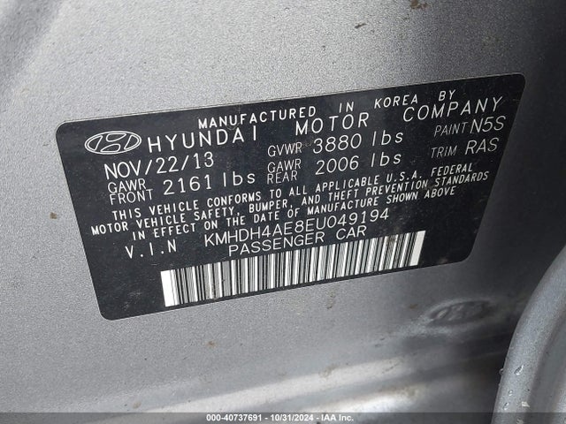 Hyundai ELANTRA SE 2014 KMHDH4AE8EU049194 Image 9