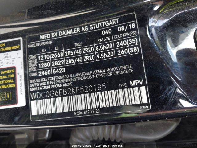 WDC0G6EB2KF520185 Mercedes-Benz Amg Glc 43 4matic