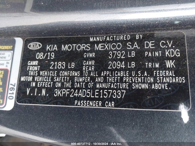 KIA Forte Lxs 2020 3KPF24AD5LE157337 Image 9