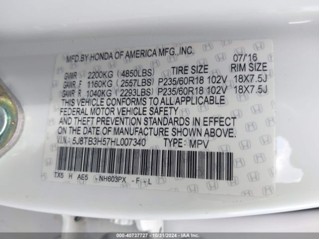 5J8TB3H57HL007340 Acura Rdx Technology   Acurawatch Plus Packages/w/technology Package
