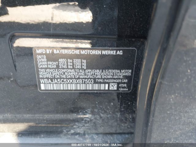 WBAJA5C5XKBX87503 BMW 530I