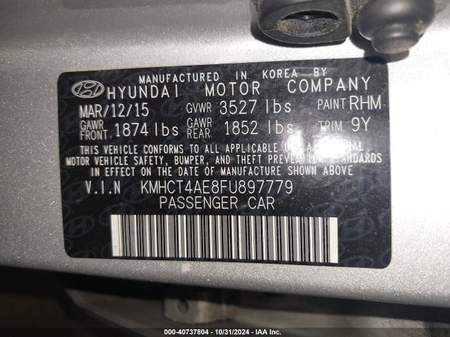 Hyundai ACCENT GLS 2015 KMHCT4AE8FU897779 Image 9