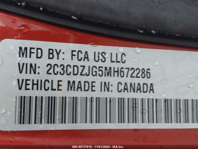 2C3CDZJG5MH672286 Dodge Challenger Gt