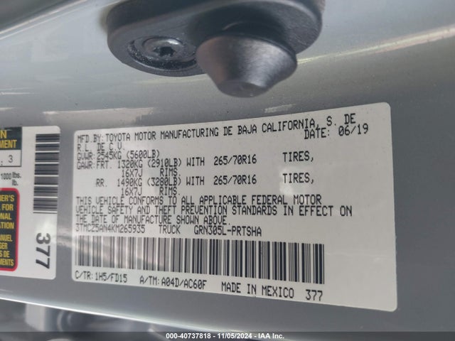 3TMCZ5AN4KM265935 Toyota Tacoma Trd Off Road