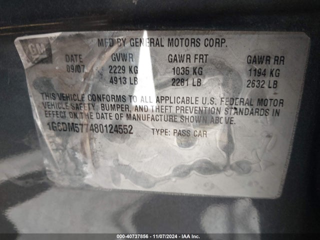 2008 CADILLAC CTS 1G6DM577480124552 Photo 8
