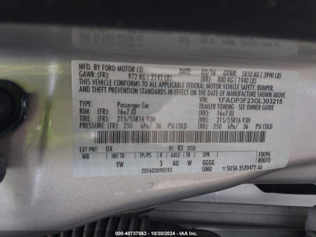 Ford FOCUS SE 2016 1FADP3F23GL303215 Image 9