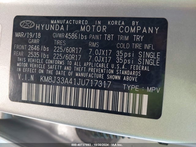 Hyundai Tucson Sel Plus 2018 KM8J33A41JU717317 Image 9