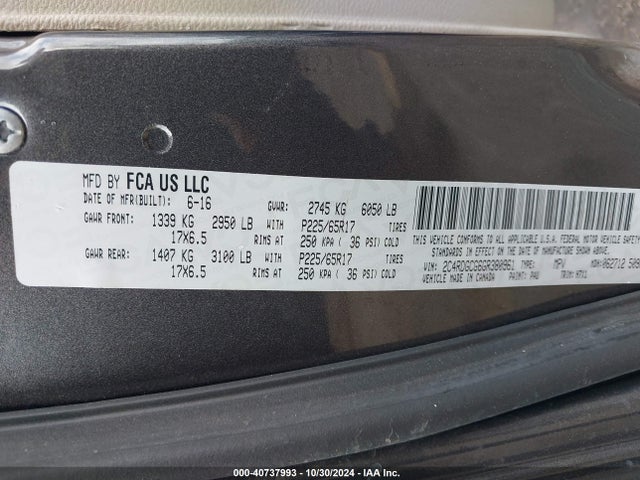 Dodge Grand Caravan Sxt 2016 2C4RDGCG6GR380961 Image 9