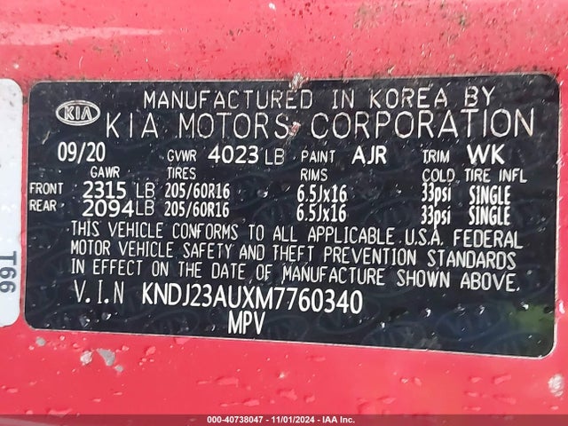 KIA SOUL LX 2021 KNDJ23AUXM7760340 Image 9