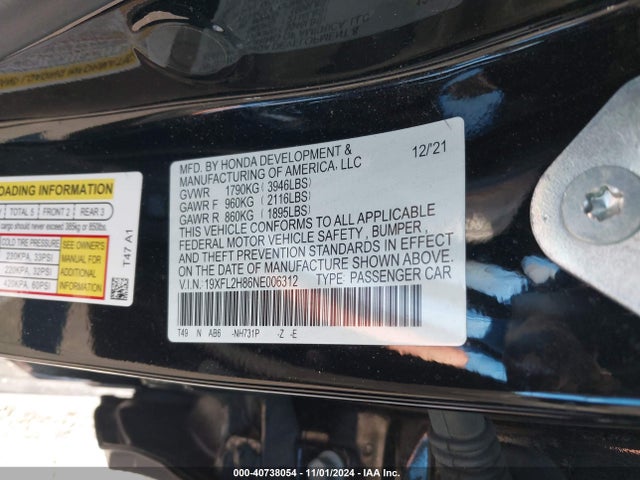 Honda Civic Sport 2022 19XFL2H86NE006312 Image 9