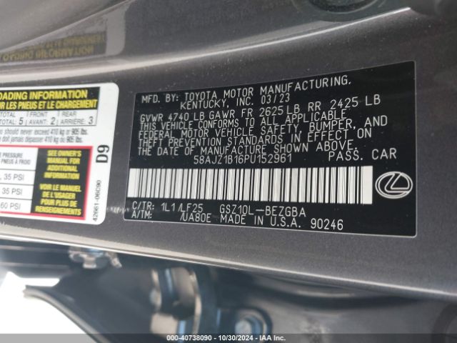 58AJZ1B16PU152961 Lexus Es 350 F Sport Handling