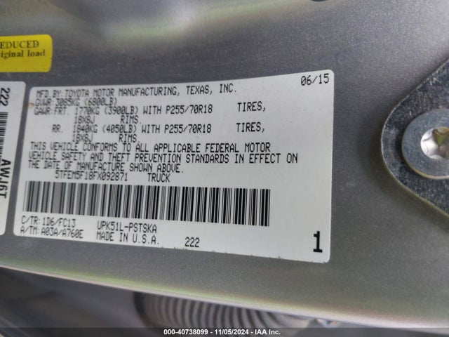 5TFEM5F18FX092871 Toyota Tundra Sr5 4.6l V8
