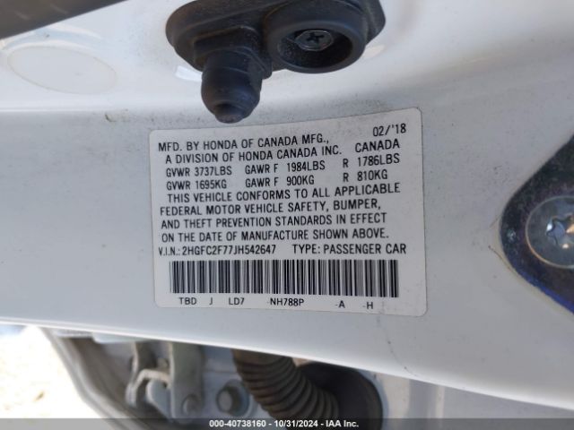 2HGFC2F77JH542647 Honda CIVIC EX