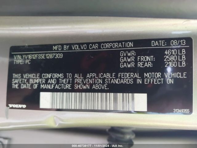 YV1612FS5E1287309 Volvo S60 T5/t5 Platinum/t5 Premier/t5 Premier Plus