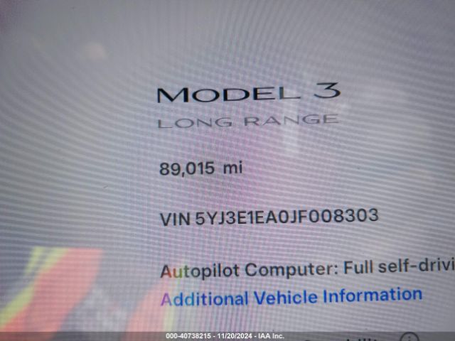5YJ3E1EA0JF008303 Tesla Model 3 Long Range/mid Range