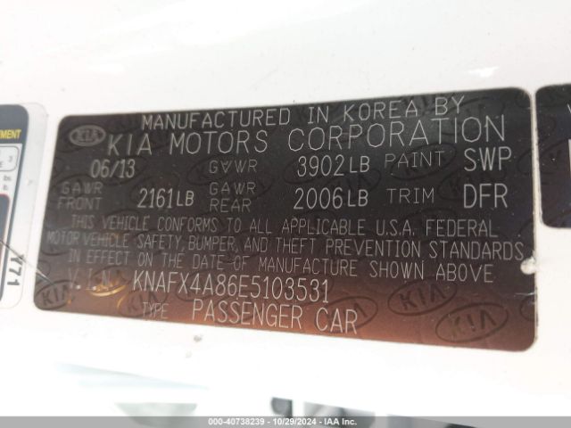 KNAFX4A86E5103531 KIA FORTE EX