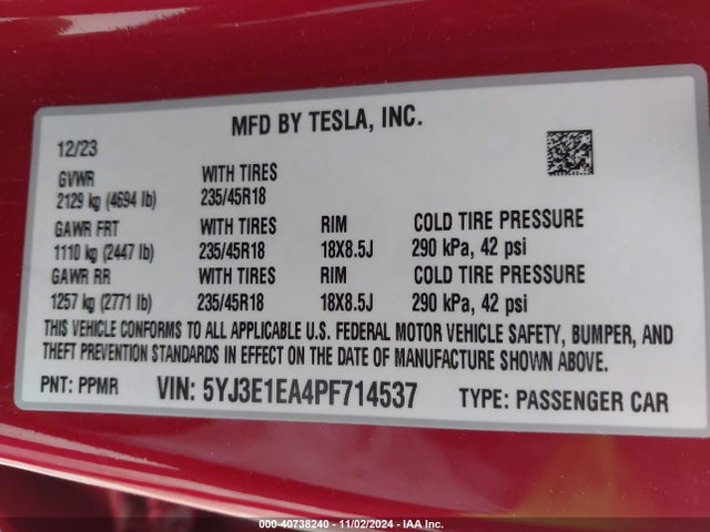 2023 TESLA MODEL 3 5YJ3E1EA4PF714537 Photo 8