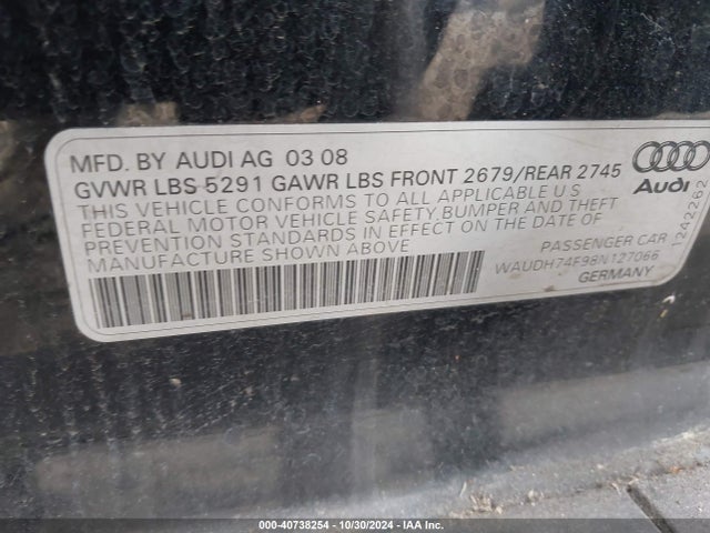 2008 AUDI A6 WAUDH74F98N127066 Photo 8
