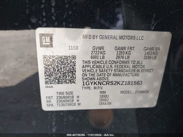 1GYKNCRS2KZ181563 Cadillac XT5 LUXURY