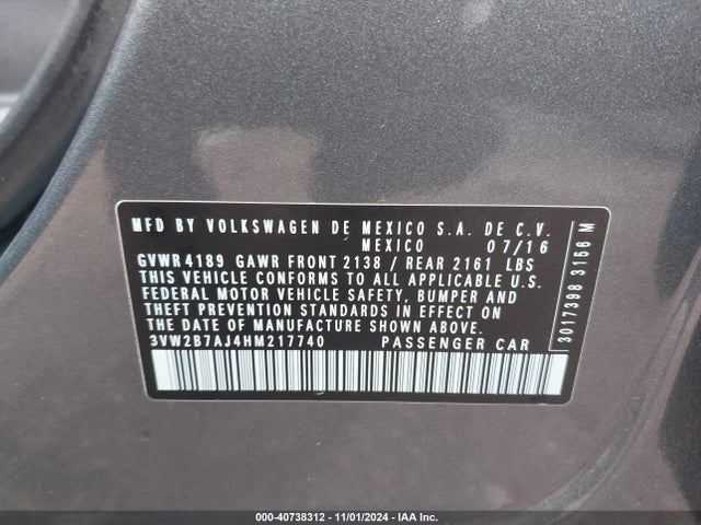 Volkswagen Jetta 1.4t S 2017 3VW2B7AJ4HM217740 Image 9
