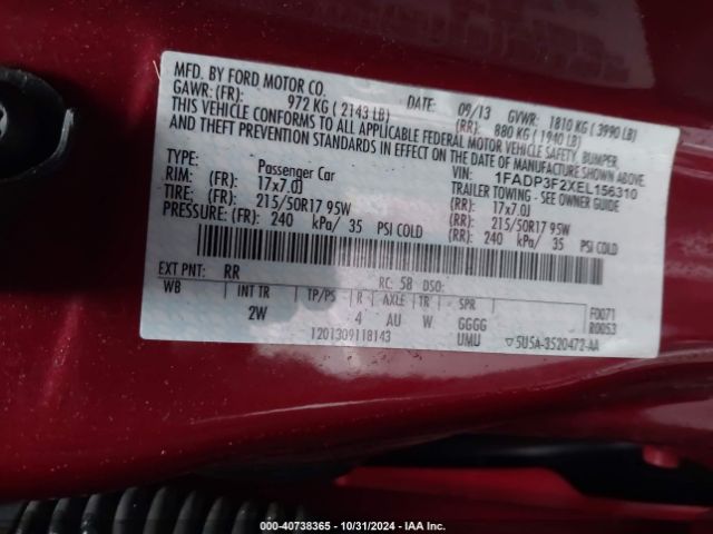 1FADP3F2XEL156310 Ford FOCUS SE