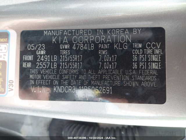KNDCR3L11P5062691 KIA Niro Ev Wind