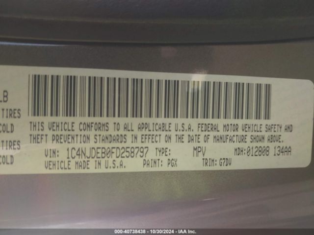 1C4NJDEB0FD258797 Jeep Compass Latitude