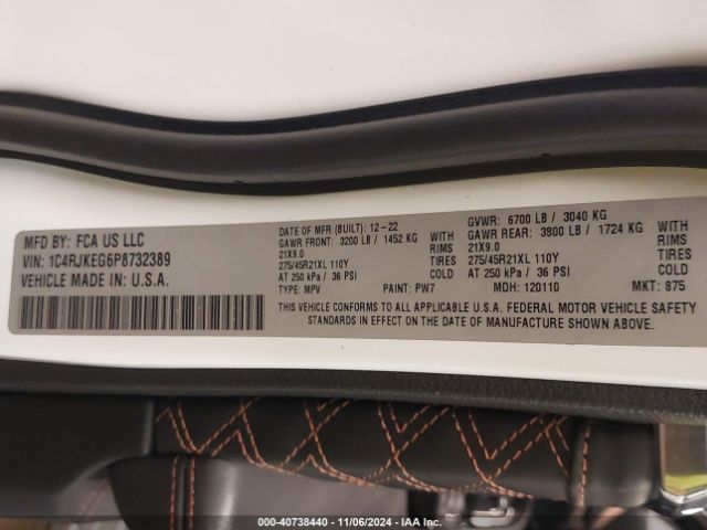 1C4RJKEG6P8732389 Jeep Grand Cherokee L Summit Reserve 4x4
