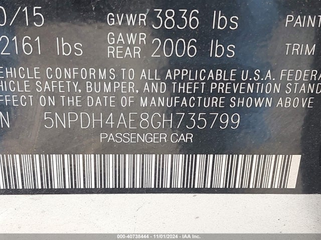 Hyundai ELANTRA SE 2016 5NPDH4AE8GH735799 Image 9
