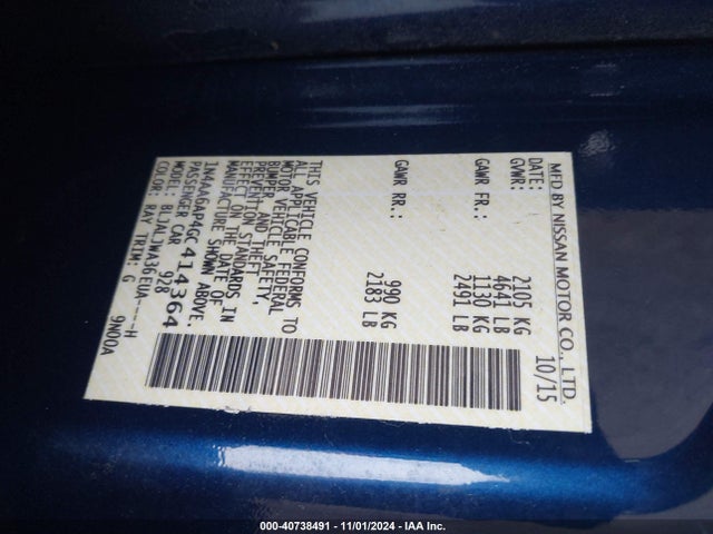 Nissan Maxima 3.5 Sv 2016 1N4AA6AP4GC414364 Image 9