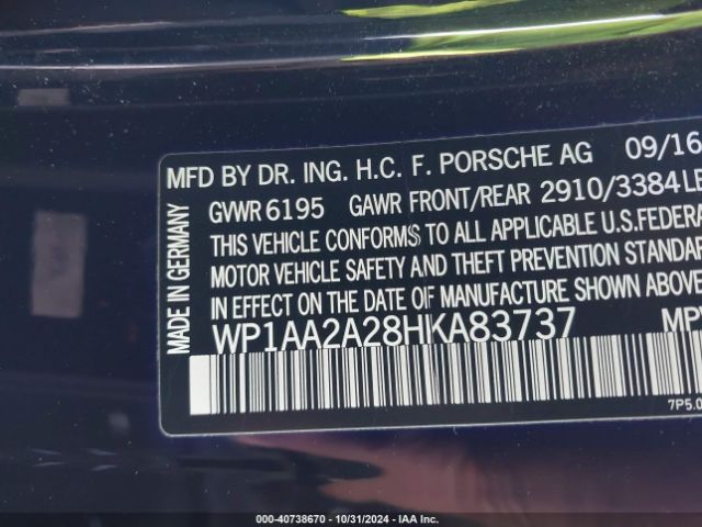 WP1AA2A28HKA83737 Porsche Cayenne Platinum Edition