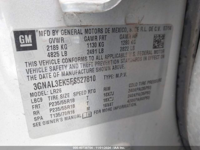 3GNAL3EK5FS527810 Chevrolet Captiva Sport Lt