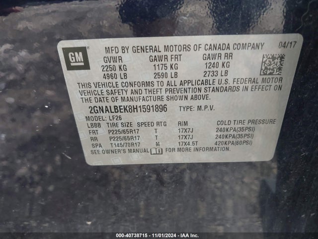 Chevrolet EQUINOX LS 2017 2GNALBEK8H1591896 Image 9