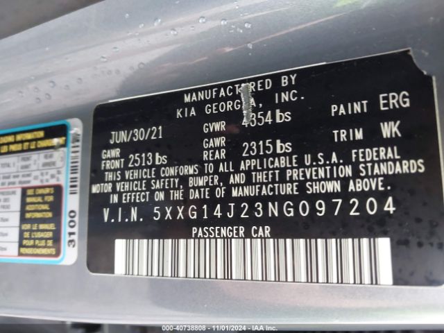 5XXG14J23NG097204 KIA K5 LXS
