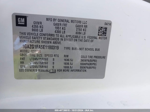 Chevrolet Express 3500 Lt 2014 1GAZG1FA5E1180319 Image 9