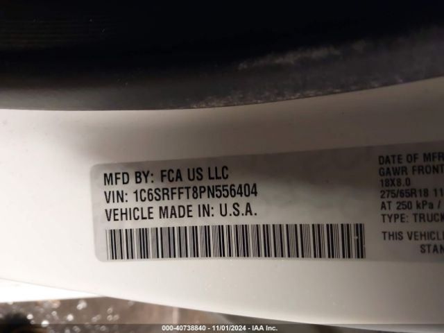 1C6SRFFT8PN556404 RAM 1500 Big Horn  4x4 5'7 Box